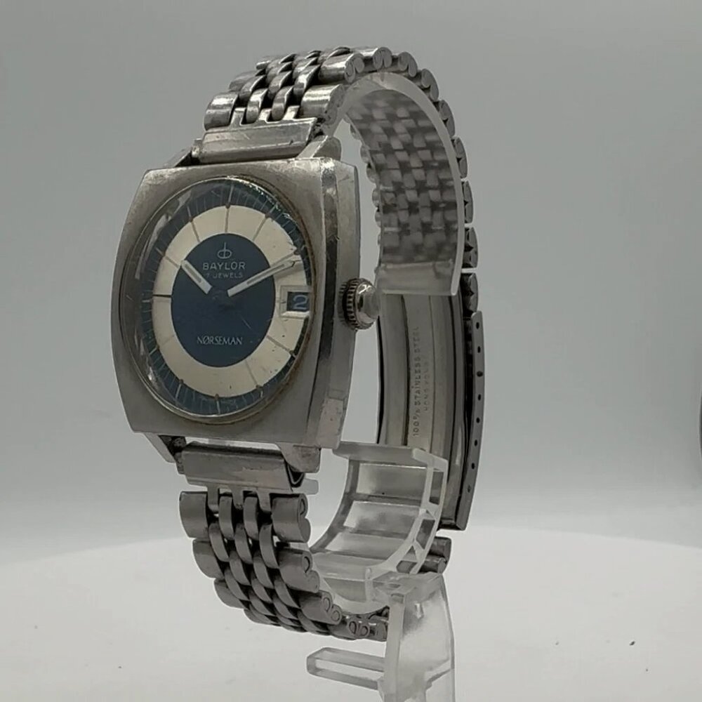 Vintage Baylor Norseman Bullseye Dial Men's Mechanical Wristwatch AS 1951 Steel
